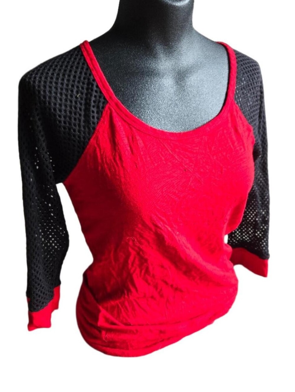 Express Punk Goth Fishnet Raglan Shirt
